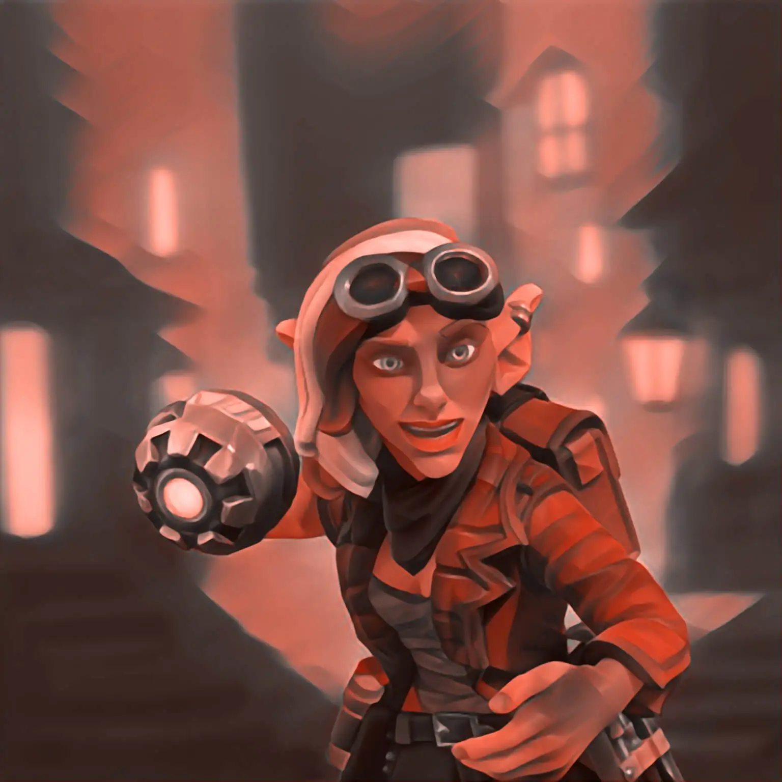 Illustration of a gnome woman with an explosive device