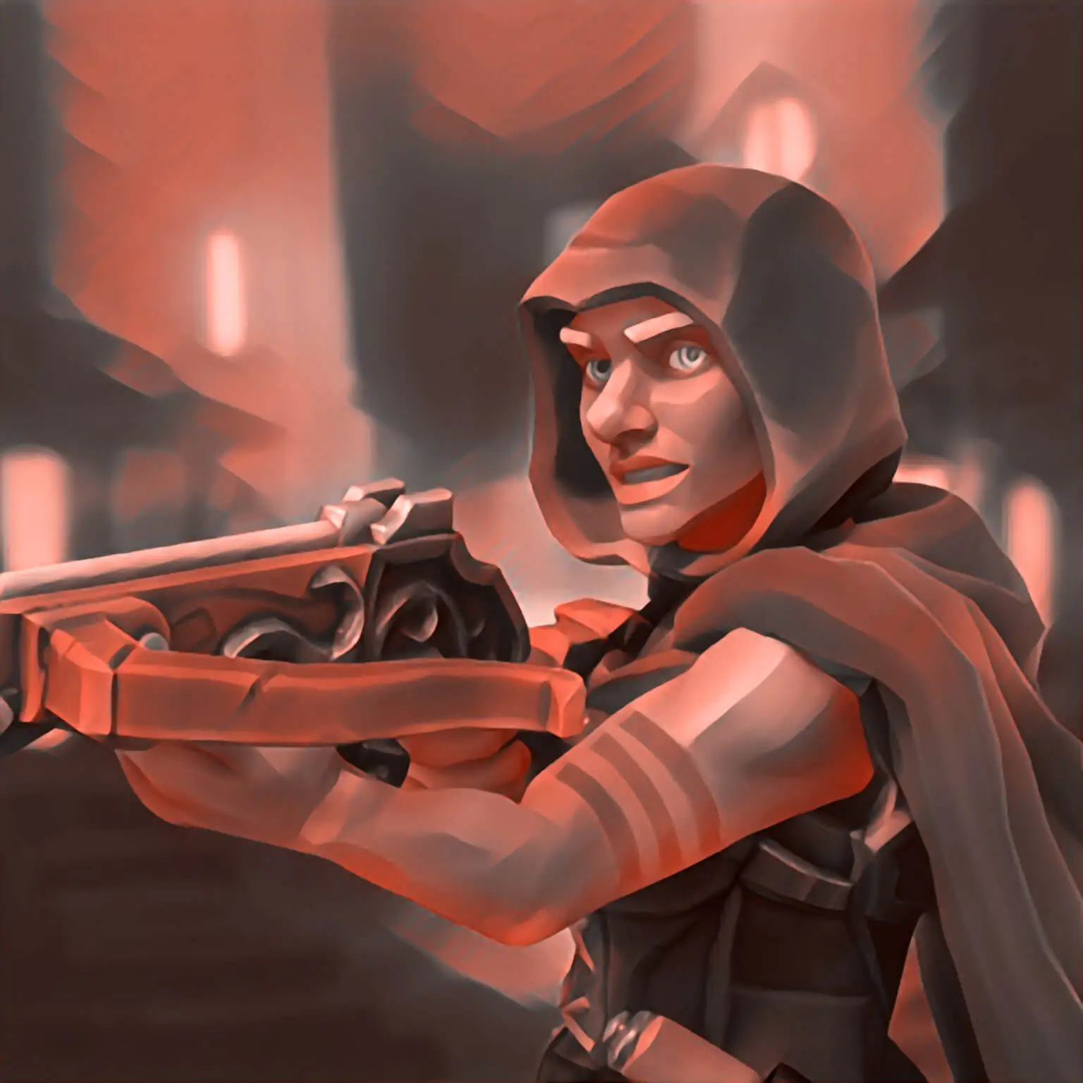 Illustration of a dark dwarf woman with a crossbow